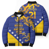Custom Bosnia Football Dream 2026 Bomber Puffer Jacket Take Me To America