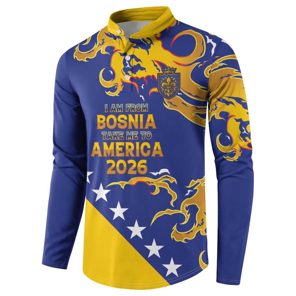 Custom Bosnia Football Dream 2026 Button Sweatshirt Take Me To America