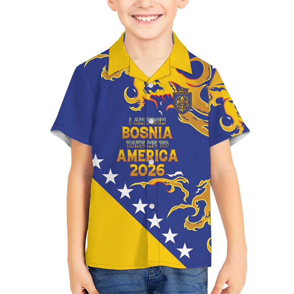 Custom Bosnia Football Dream 2026 Kid Hawaiian Shirt Take Me To America