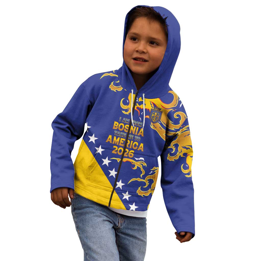 Custom Bosnia Football Dream 2026 Kid Hoodie Take Me To America