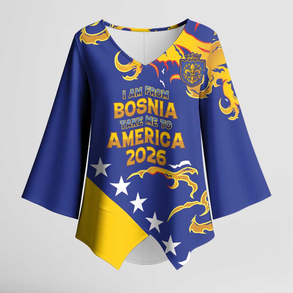 Custom Bosnia Football Dream 2026 Kimono Sleeve Blouse Take Me To America