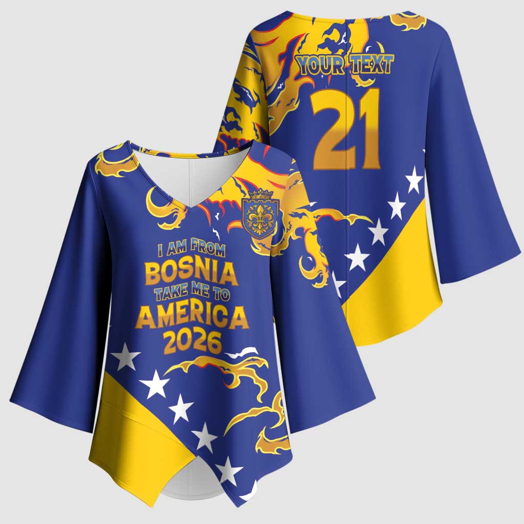 Custom Bosnia Football Dream 2026 Kimono Sleeve Blouse Take Me To America