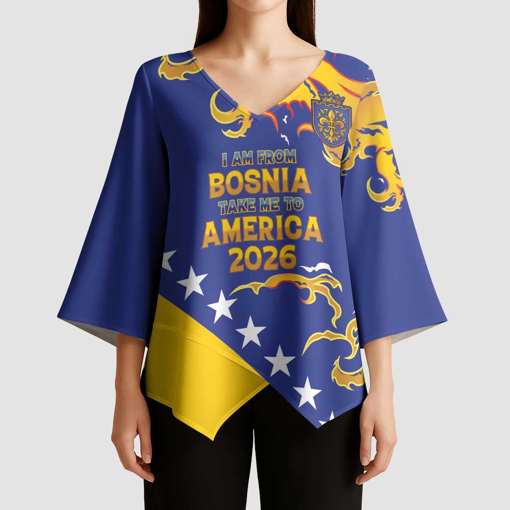Custom Bosnia Football Dream 2026 Kimono Sleeve Blouse Take Me To America