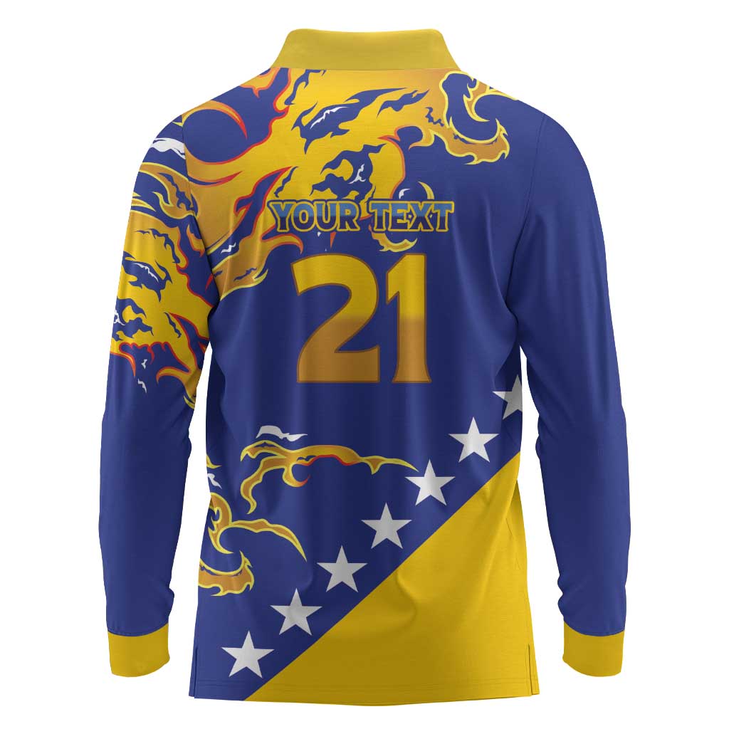 Custom Bosnia Football Dream 2026 Long Sleeve Polo Shirt Take Me To America