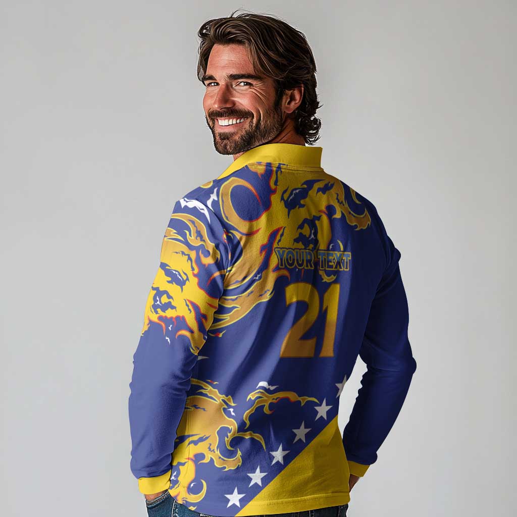 Custom Bosnia Football Dream 2026 Long Sleeve Polo Shirt Take Me To America