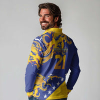 Custom Bosnia Football Dream 2026 Long Sleeve Polo Shirt Take Me To America