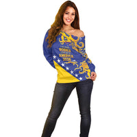 Custom Bosnia Football Dream 2026 Off Shoulder Sweater Take Me To America