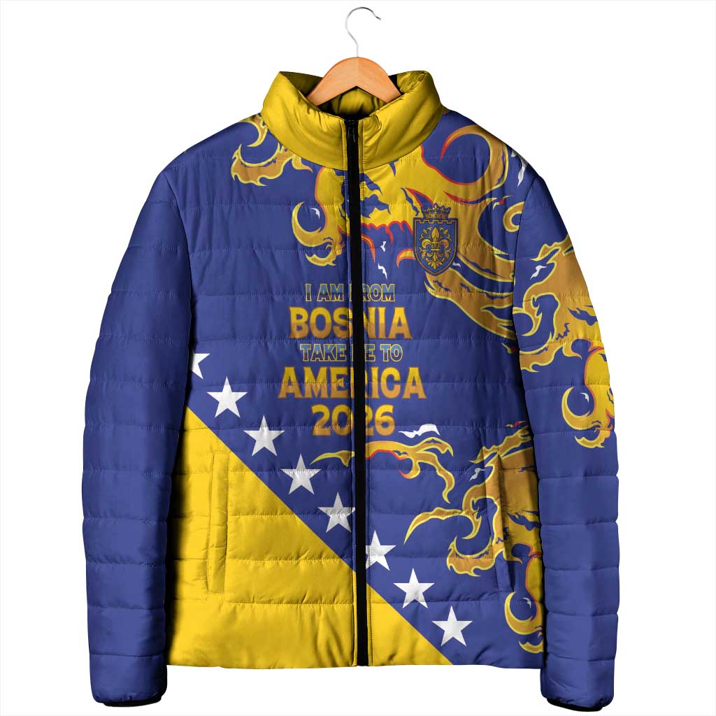 Custom Bosnia Football Dream 2026 Padded Jacket Take Me To America