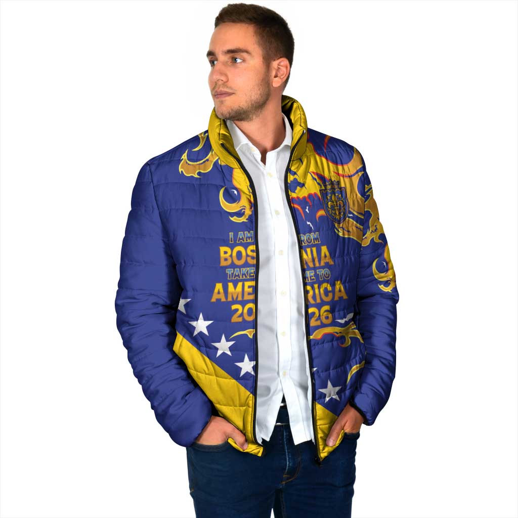 Custom Bosnia Football Dream 2026 Padded Jacket Take Me To America