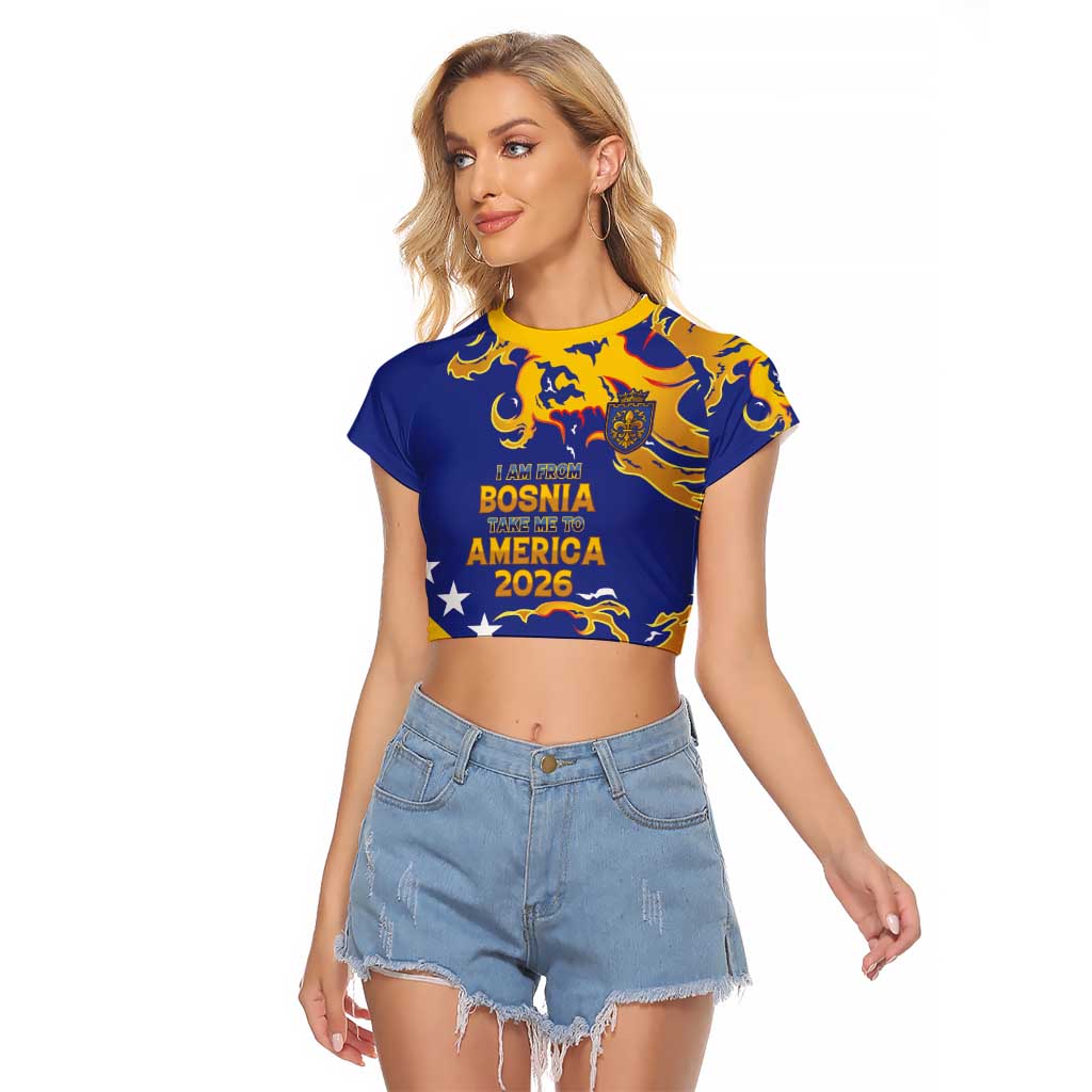 Custom Bosnia Football Dream 2026 Raglan Cropped T Shirt Take Me To America