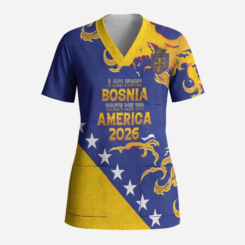 Custom Bosnia Football Dream 2026 Scrub Top Take Me To America