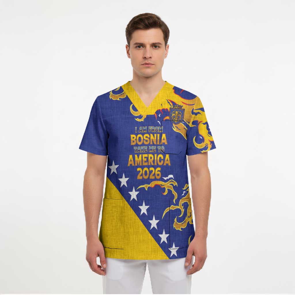 Custom Bosnia Football Dream 2026 Scrub Top Take Me To America