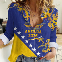 Custom Bosnia Football Dream 2026 Women Casual Shirt Take Me To America