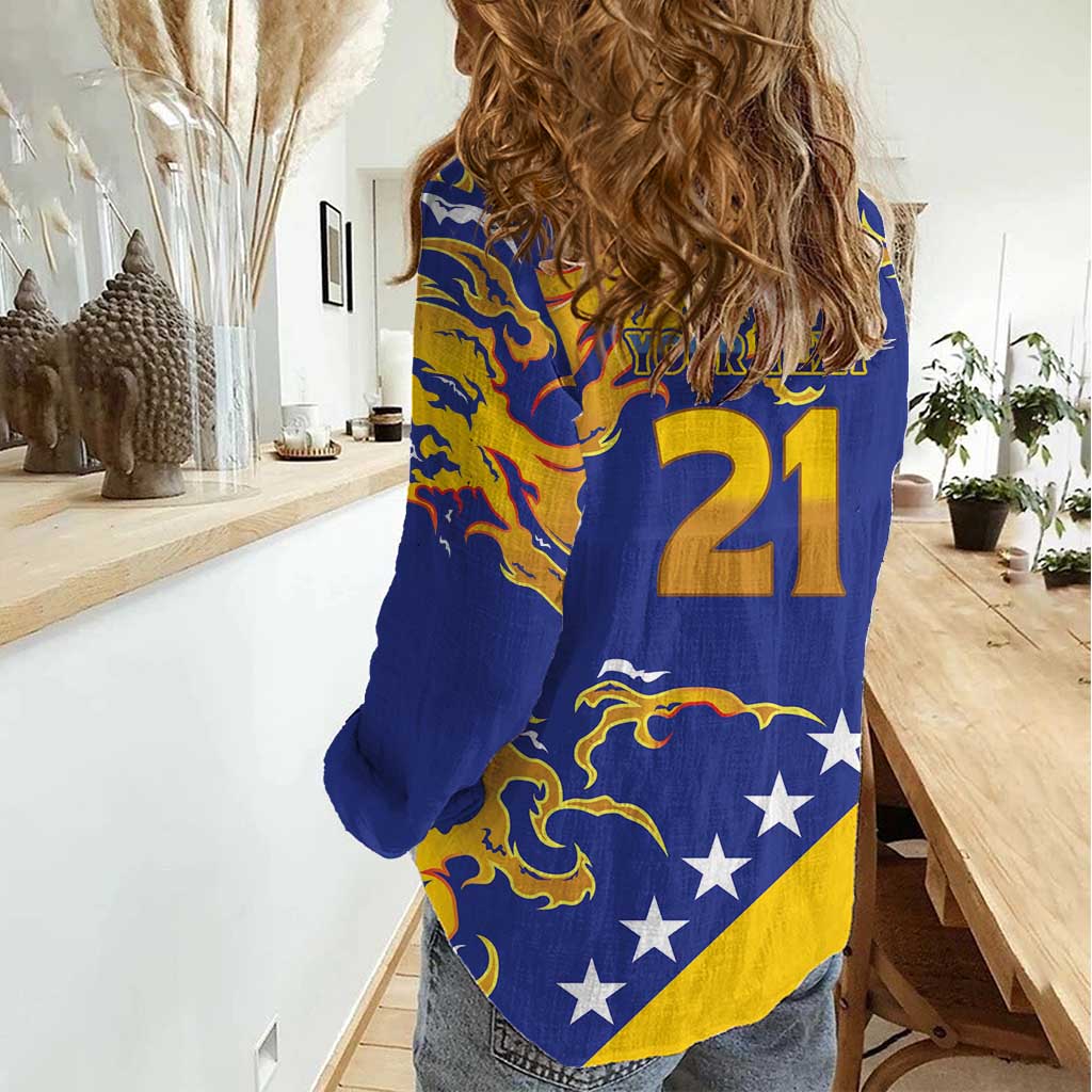 Custom Bosnia Football Dream 2026 Women Casual Shirt Take Me To America