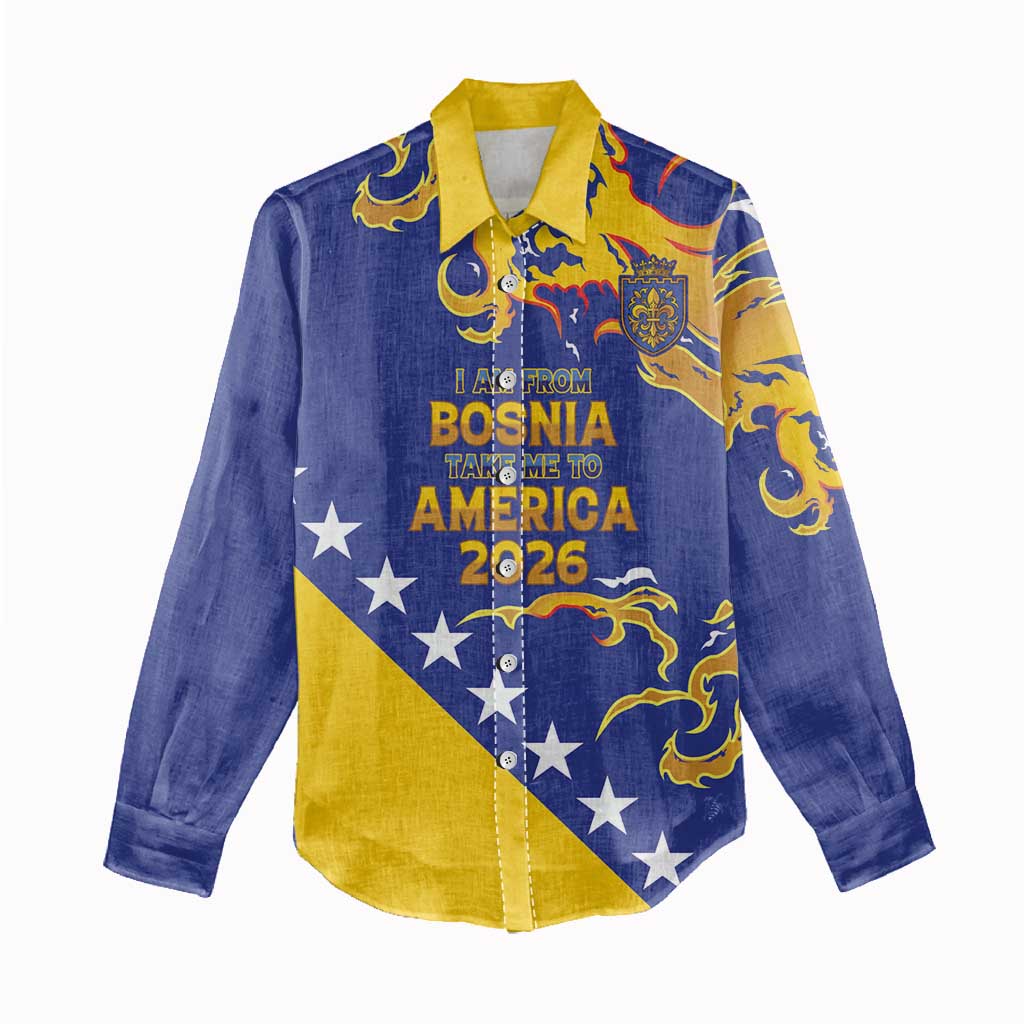 Custom Bosnia Football Dream 2026 Women Casual Shirt Take Me To America