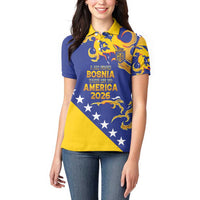 Custom Bosnia Football Dream 2026 Women Polo Shirt Take Me To America