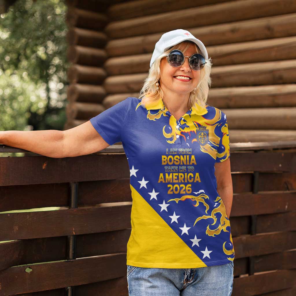 Custom Bosnia Football Dream 2026 Women Polo Shirt Take Me To America