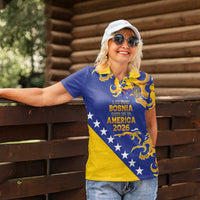 Custom Bosnia Football Dream 2026 Women Polo Shirt Take Me To America