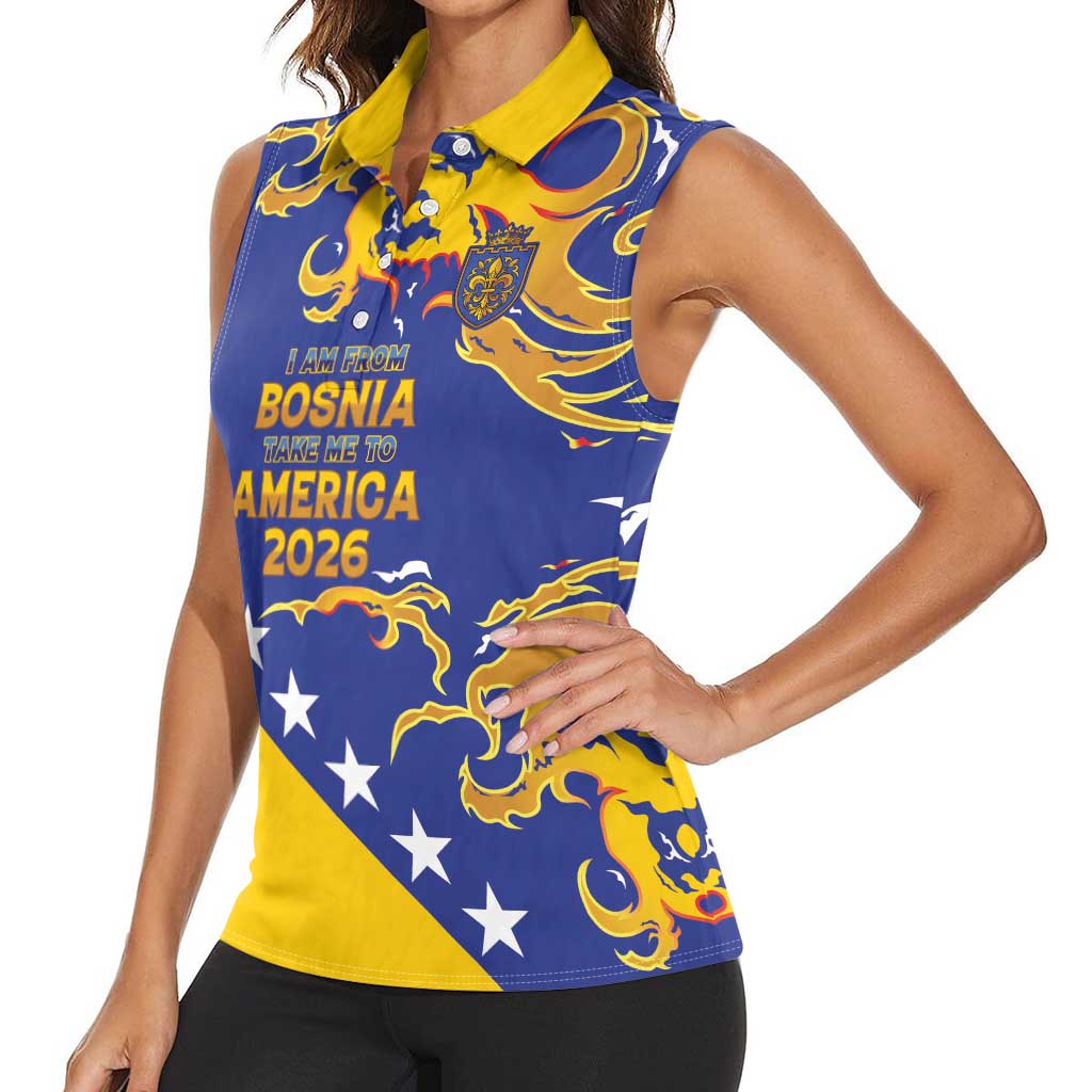 Custom Bosnia Football Dream 2026 Women Sleeveless Polo Shirt Take Me To America