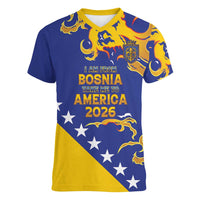 Custom Bosnia Football Dream 2026 Women V-Neck T-Shirt Take Me To America