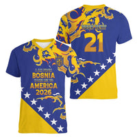 Custom Bosnia Football Dream 2026 Women V-Neck T-Shirt Take Me To America