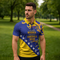 Custom Bosnia Football Dream 2026 Zipper Polo Shirt Take Me To America