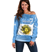 Argentina National Flag Day Off Shoulder Sweater Da de la Bandera Nacional - Wonder Print Shop