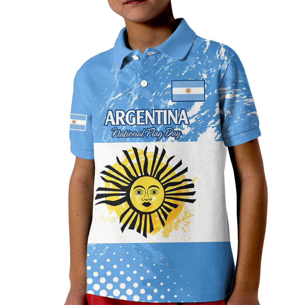 Custom Argentina National Flag Day Kid Polo Shirt Da de la Bandera Nacional - Wonder Print Shop