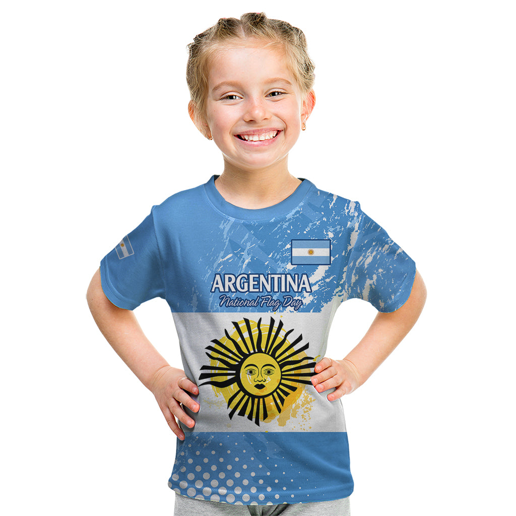 Custom Argentina National Flag Day Kid T Shirt Da de la Bandera Nacional - Wonder Print Shop