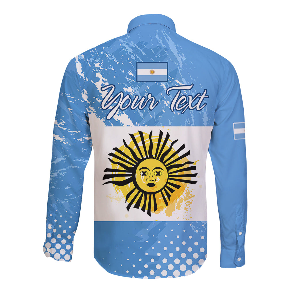 Custom Argentina National Flag Day Long Sleeve Button Shirt Da de la Bandera Nacional - Wonder Print Shop