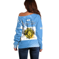 Custom Argentina National Flag Day Off Shoulder Sweater Da de la Bandera Nacional - Wonder Print Shop