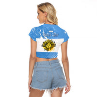 Custom Argentina National Flag Day Raglan Cropped T Shirt Da de la Bandera Nacional - Wonder Print Shop
