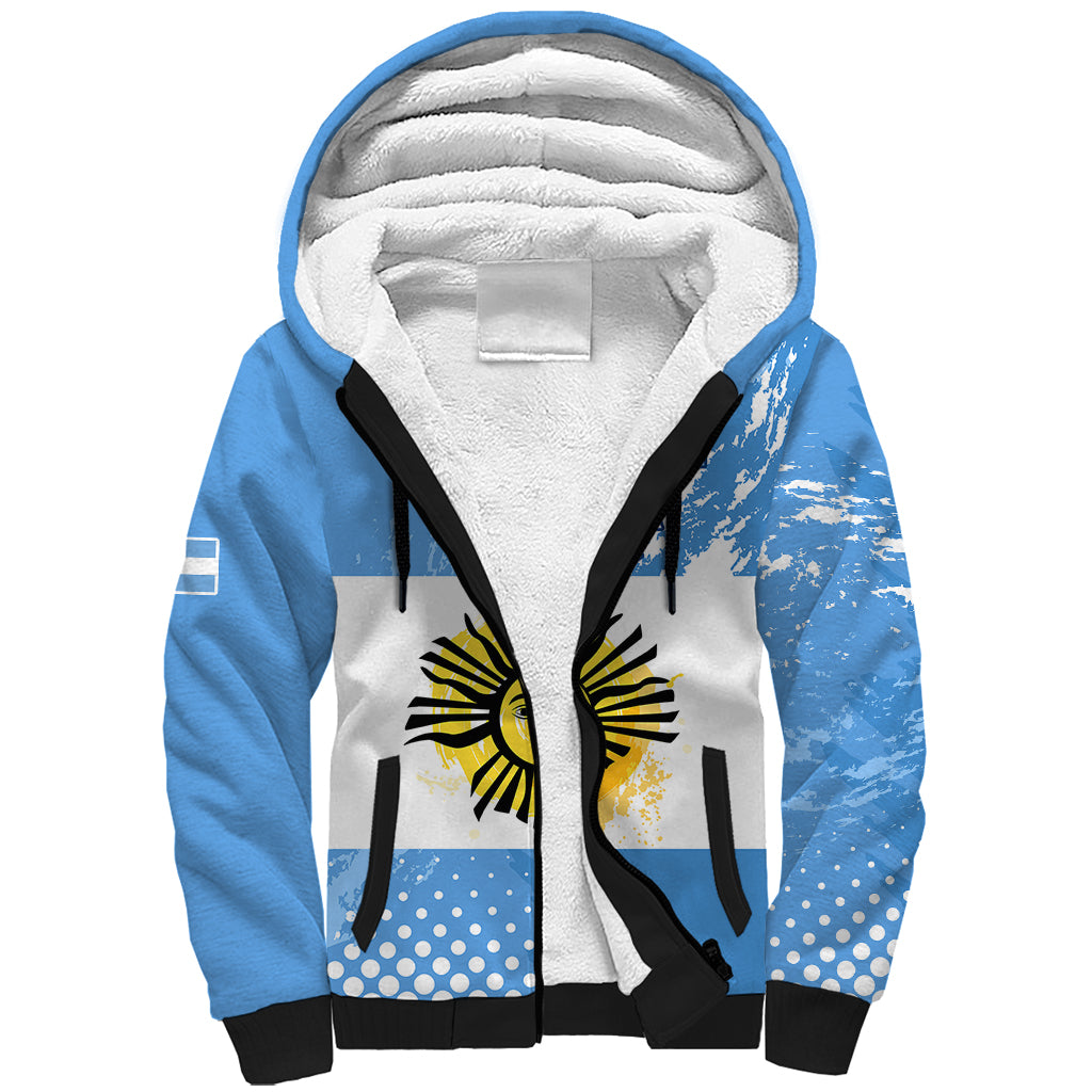 Custom Argentina National Flag Day Sherpa Hoodie Da de la Bandera Nacional - Wonder Print Shop