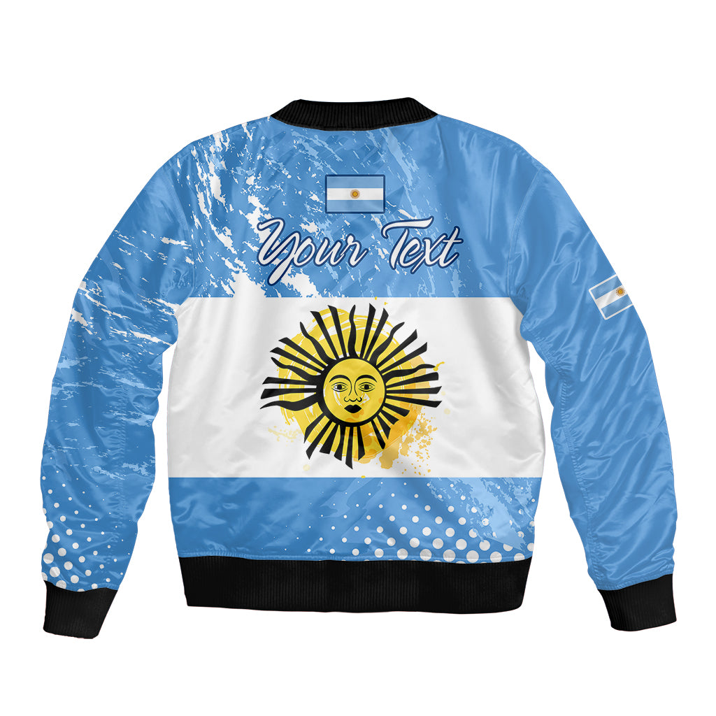 Custom Argentina National Flag Day Sleeve Zip Bomber Jacket Da de la Bandera Nacional - Wonder Print Shop