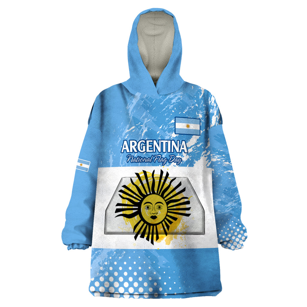Custom Argentina National Flag Day Wearable Blanket Hoodie Da de la Bandera Nacional - Wonder Print Shop