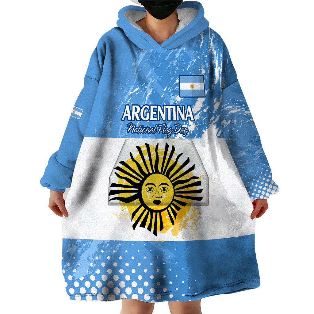 Custom Argentina National Flag Day Wearable Blanket Hoodie Da de la Bandera Nacional - Wonder Print Shop