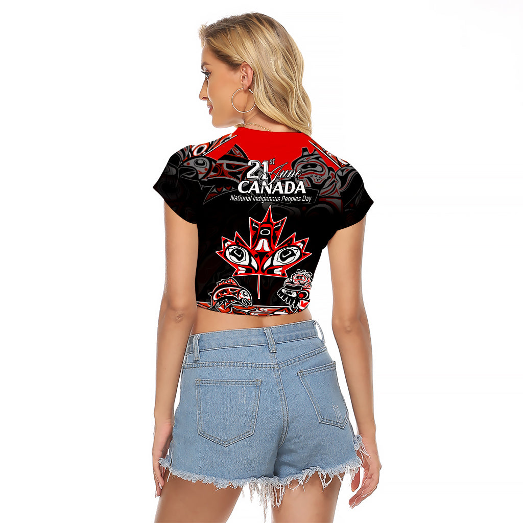 Canada National Aboriginal Day Raglan Cropped T Shirt Indigenous Art Stylization - Wonder Print Shop