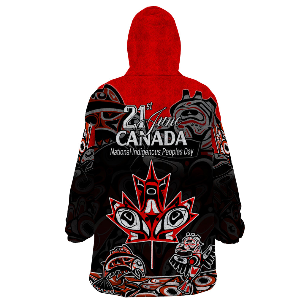 Canada National Aboriginal Day Wearable Blanket Hoodie Indigenous Art Stylization - Wonder Print Shop