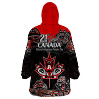 Canada National Aboriginal Day Wearable Blanket Hoodie Indigenous Art Stylization - Wonder Print Shop