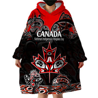 Canada National Aboriginal Day Wearable Blanket Hoodie Indigenous Art Stylization - Wonder Print Shop