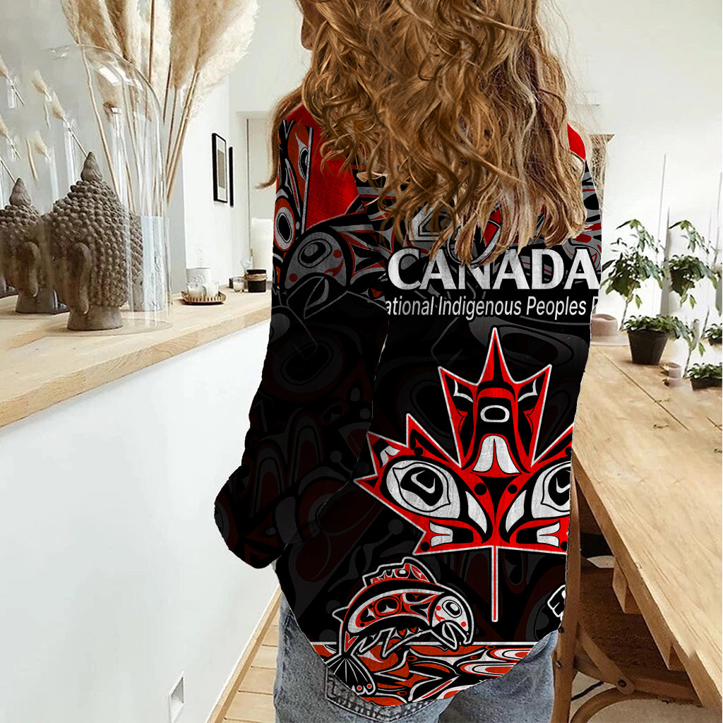 Canada National Aboriginal Day Women Casual Shirt Indigenous Art Stylization - Wonder Print Shop