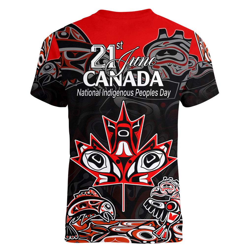 Canada National Aboriginal Day Women V Neck T Shirt Indigenous Art Stylization - Wonder Print Shop