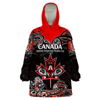 Custom Canada National Aboriginal Day Wearable Blanket Hoodie Indigenous Art Stylization - Wonder Print Shop