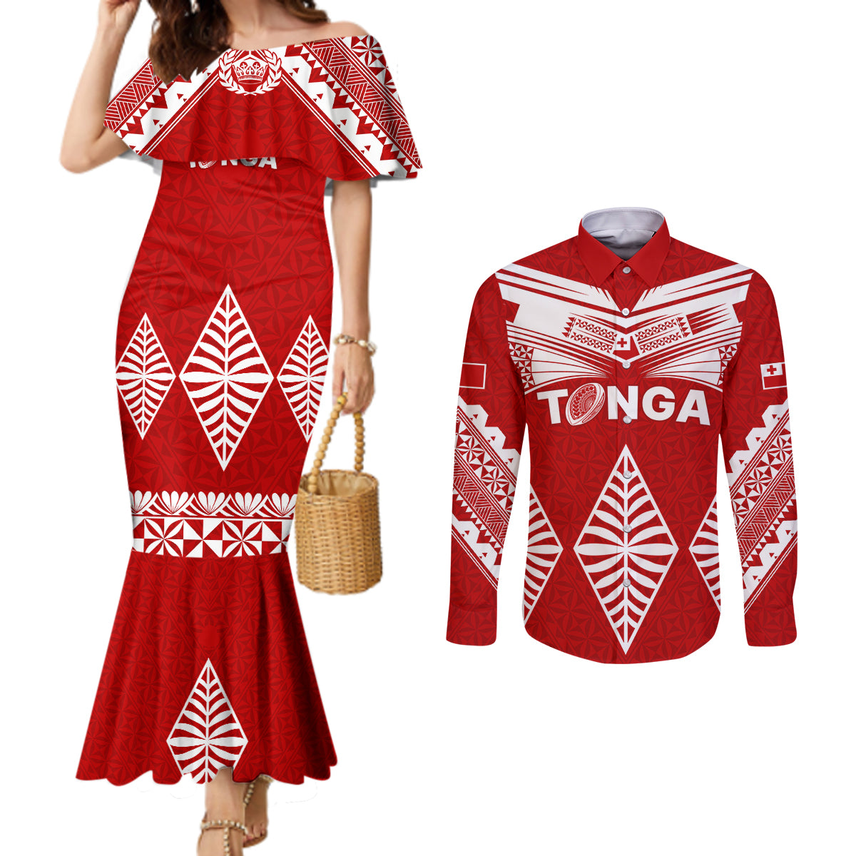 tonga-rugby-couples-matching-mermaid-dress-and-long-sleeve-button-shirts-proud-tongan-ngatu-kupesi-world-cup-2023-no1