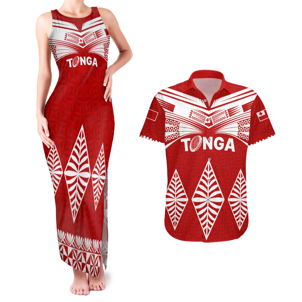 Tonga Rugby Couples Matching Tank Maxi Dress And Hawaiian Shirt Proud Tongan Ngatu Kupesi World Cup 2023 No1 LT9 - Wonder Print Shop