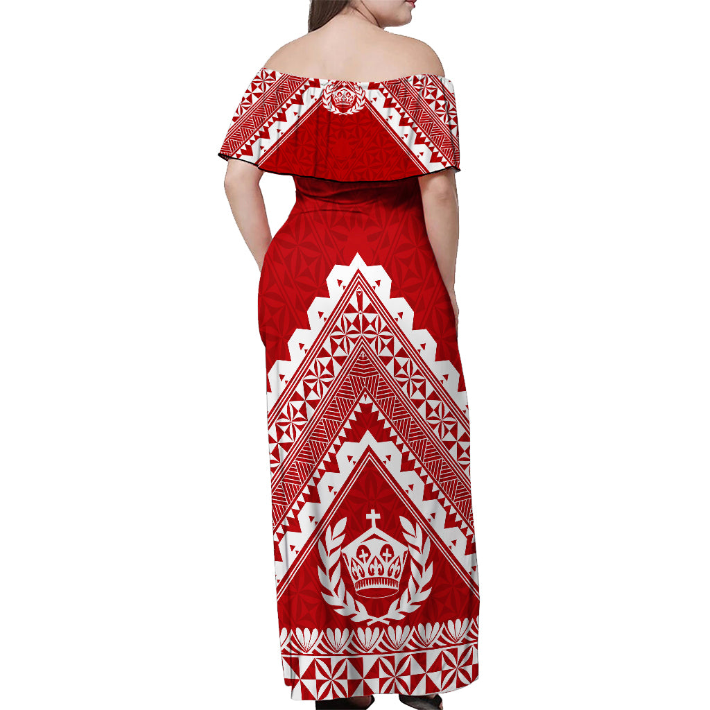 Tonga Rugby Off Shoulder Maxi Dress Proud Tongan Ngatu Kupesi World Cup 2023 No1 - Wonder Print Shop