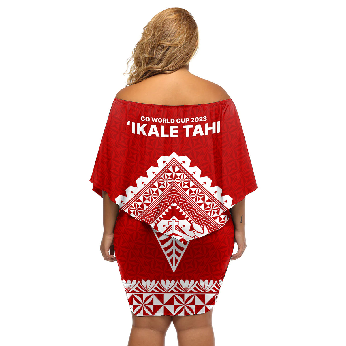 Tonga Rugby Off Shoulder Short Dress Proud Tongan Ngatu Kupesi World Cup 2023 No1 - Wonder Print Shop