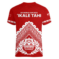 Tonga Rugby Women V Neck T Shirt Proud Tongan Ngatu Kupesi World Cup 2023 No1 - Wonder Print Shop