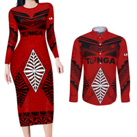 Tonga Rugby Couples Matching Long Sleeve Bodycon Dress and Long Sleeve Button Shirts Proud Tongan Ngatu Kupesi World Cup 2023 No2 LT9 - Wonder Print Shop