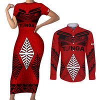 Tonga Rugby Couples Matching Short Sleeve Bodycon Dress and Long Sleeve Button Shirts Proud Tongan Ngatu Kupesi World Cup 2023 No2 LT9 - Wonder Print Shop